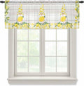Lemon Dwarfs Sheer Valance Curtains, Gnome Green Leaf Wood Striped Yellow Plaid Light Filtering Kitchen Valances Rod Pocket Voile Curtain Window Treatment for Bedroom/Living Room/Basement 42Wx18L