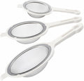 LemonRoad Set of 3 Stainless Steel Mesh Strainer 304 Fine Mesh Filters with Ergonomic Handles and Hanging Ears for Oil Filter Skimming Grease and Foam(White)