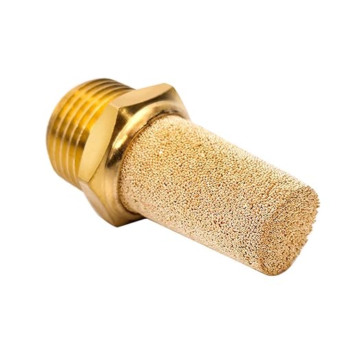 Beduan 10 Pcs Pneumatic Brass Exhaust Muffler Filter, 3/8" Male Thread Hex Sintered Silencer Air Line Fitting