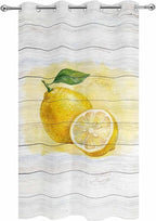 Lemons Yellow Summer Fruit Vintage Wood Outdoor Curtains for Patio Waterproof Outside Curtains with Grommet Top Weatherproof Curtain for Cabana Pergola Gazebo, 1 Panel, 54" W x 108" L