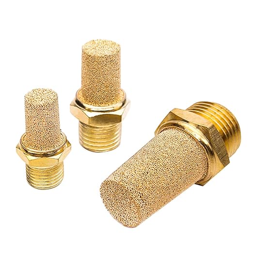 Beduan 3Pcs Pneumatic Brass Exhaust Muffler Filter,3/4" Male Thread Hex Sintered Silencer Air Line Fitting