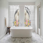 Easter Bunny Window Curtains 72 Inch Long 2 Panel Set,Rod Pocket Long Curtains & Drapes,3D Optical Illusion Farmhouse Flower Wood Grain Light Filtering Window Treatment for Bedroom 52"W x 72"L