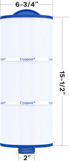 Cryspool® 06046 Filter Compatible with J-300, J400, 6CH-960, FC-2800, PJW60TL-F2S, 14081, 6540-383, Premium, Closed Handle(Not Removable Tops), 60 Sq. Ft Spa Filter Cartridge, 2 Pack