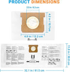 VF3503 Vacuum Bags Compatible with Ridgid 5 to 10 Gallon Wet/Dry Vacs, Size B(10 Pack)