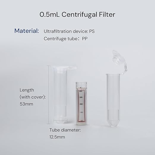 100kDa Ultra Centrifugal Filter Unit, 0.5mL, Regenerated Cellulose RC Membrane, Snap Caps (24/PK)