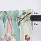Easter Sheer Valances for Windows 42"x18", Light Filtering Kitchen Curtains Valance, Spring Watercolor Bunny Eggs Tulip Wooden Grain Rod Pocket Chiffon Curtains for Living Room Bedroom Cafe