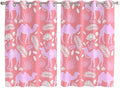 2 Panel Kitchen Cafe Curtains, Desert Camel Sunlight Filtering Nature Air Through, Window Decor Tier Curtains for Living Room 104W x 72L inch Vintage Sand Camel Leaves Flower Pattern Pink