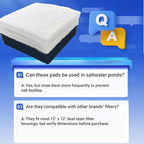 Replacement Filter Pads for Pondmaster 1000 & 2000 Polyester & Carbon Filtration Pads Compatible with Danner 12202, 12"x12" Reusable Pond and Aquarium Filter Pads for Clear, Healthy Water, 4-Pcs