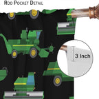 Kids Agriculture Machine Window Curtains, Farm Equipment Tractors Transport Combines Rod Pocket Decorative Windows Curtain for Boys Children Teens Room Decor 55x63in (30% Blackout)