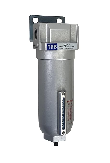3/4" NPT Industrial Particulate Filter, Removes Water, Moisture, Debris from Compressed Air Lines, 11oz Bowl (175 PSI Max)