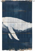 Sheer Curtains 84 Inches Long, Ocean Whale Blue Semi Sheer Curtains Light Filtering Window Treatment, Watercolor Coastal Vintage Wood Grain Privacy Voile Drapes for Living Room Bedroom 52x84 Inch