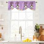 Purple Easter Tie Up Valance Curtains for Windows, Kitchen Curtains Window Shades, Spring Cartoon Bunny Colorful Eggs Wood Grain Light Filtering Curtain Valances for Bedroom/Bathroom/Cafe 42"x18"