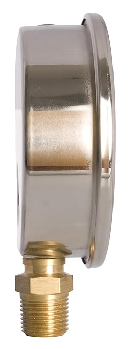 4" Oil Filled Pressure Gauge - Stainless Steel Case, Brass, 1/2" NPT, Lower Mount Connection, 0-160PSI