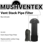 Vent Stack Pipe Filter with Mushroom Cap | Eliminates Outdoor Odors | Fits Standard PVC/ABS Pipes | Durable ABS Construction | Long-Lasting Activated Carbon | Earth-Friendlier | Fits 3.0"