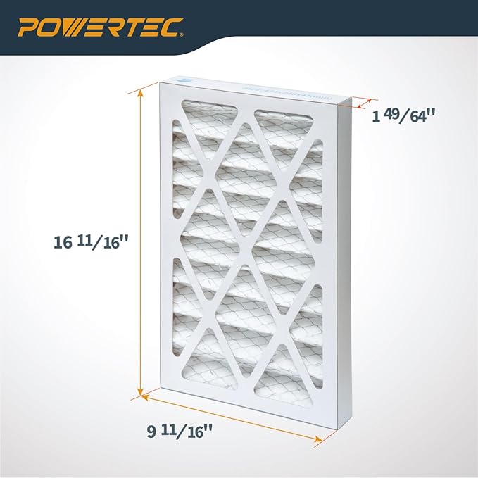 POWERTEC 5 Micron Outer Air Filter 1PK for WEN 3410, POWERTEC AF4000/AF4001, Shop Fox W1830 Air Filtration System, Woodworking Air Filters for Workshop & Garage (75007)