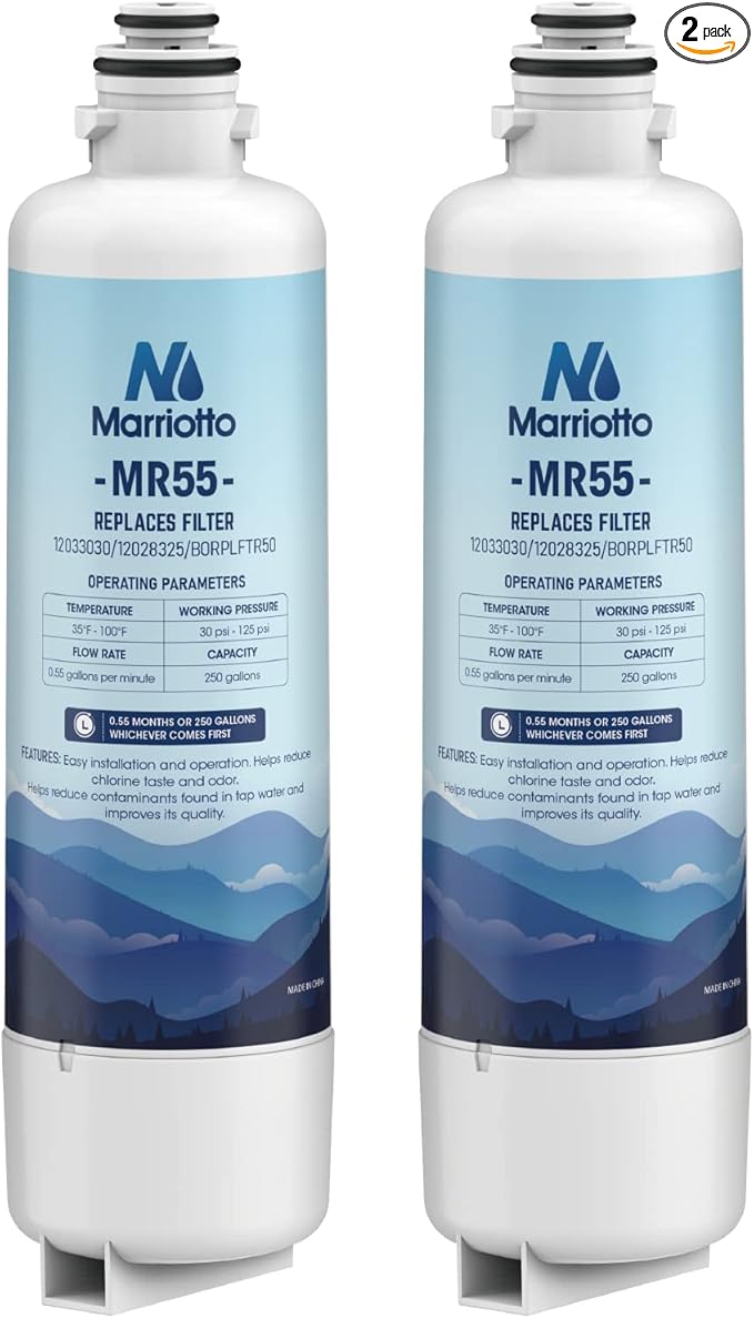 MARRIOTTO Replacement for Bosch Ultra Clarity Pro Water Filter, Compatible with BORPLFTR50, 12033030, 11032531, 11025825,12028325, BORPLFTR55, WFC100MF, WFS200MF (2 Pack)