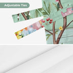 Easter Tie Up Valance Curtains for Windows, Kitchen Curtains Window Shades, Spring Colorful Bunny Eggs Flower Wood Grain Light Filtering Roman Curtain Valances for Bedroom/Bathroom/Cafe 42"x18"
