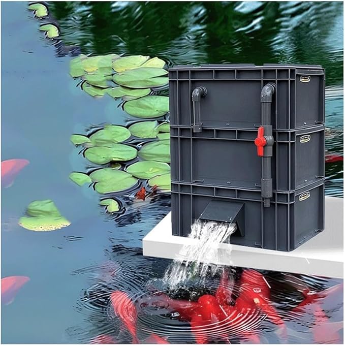 GRRICEPL Fish Tank Filter Box, Waterfall Bio-Filtration Aquarium, Turtle Tank Filter, Pump and Filter Media Not Included (Color : Gray, Size : 40x30x51cm)