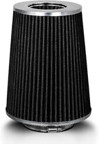BLACK 4" 102 mm Inlet Truck Air Cone Replacement Performance Washable Clamp-On Dry Air Filter (8" Tall)