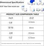 Water purifier globe valve, tee, elbow, straight through 1/4 "FPT pipe quick collection, quick push in plastic pipe joint, suitable for 5pcs of reverse osmosis filtration RODI water purifier system