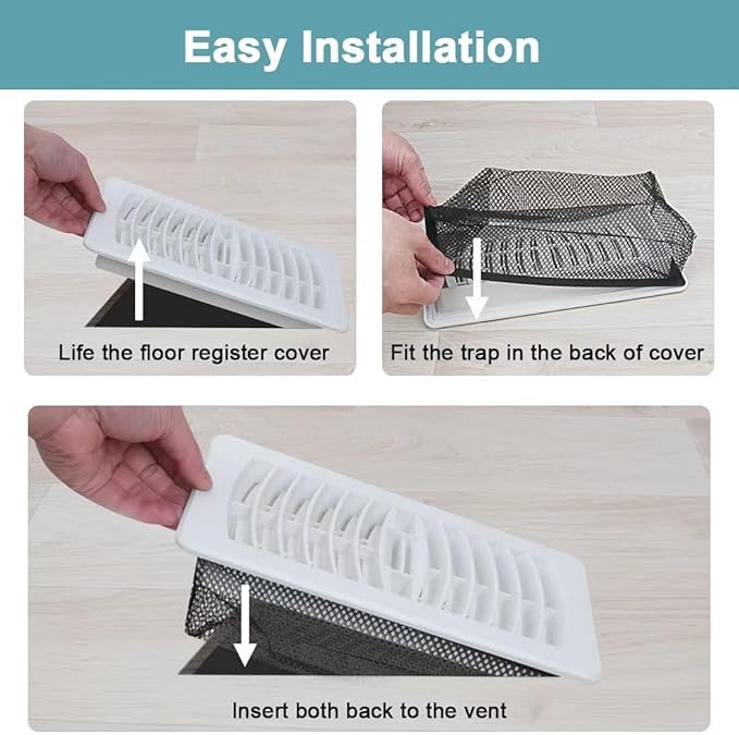 Floor Register Cover Trap, Floor Air Vent Cover Screen for Home Air Vent Filters 5-Pack Floor Vent Mesh Filters Net Trap (6 x 14 Inch)