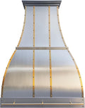 CHETTO C Stainless Steel Range Hood Cover with Quiet Vent Hood Insert Custom Handcrafted Metal Kitchen Fan with Towel Rack LED Light 36"W x21"D x33"H Brushed Stainless Steel Wall Mount