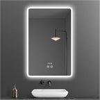Backlit LED Illuminated Bathroom Mirror with LED Lights, Lighted Bathroom Makeup Wall Mounted Mirror with Demister Pad, Sensor Touch Switch, Horizontal/Vertical(H70*W120/H27.5*W47.2IN)