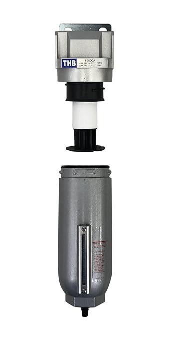 1" NPT Industrial Particulate Filter, Removes Water, Moisture, Debris from Compressed Air Lines, 11oz Bowl (175 PSI Max)