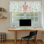 Easter Kitchen Tier Curtains 36 Inch Long 2 Panel Set,Rod Pocket Half Window Curtains Over Sink,Spring Bunny Ears Feet Flowers Green Plaid Light Filtering Short Drapes for Bathroom Cafe 27.5"W x 36"L