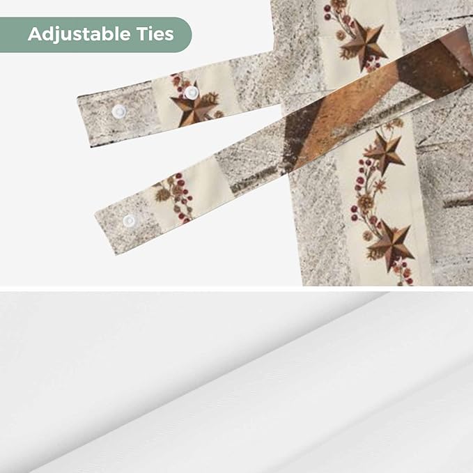 Western Texas Star Retro Tie Up Valance Curtains for Windows, Kitchen Curtains Window Shades, Country Farmhouse Gray Wood Grain Light Filtering Roman Curtain Valances for Bedroom/Bathroom/Cafe 42"x18"