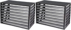 Aluminum Air Conditioner Fence Set of 2, Louvered Outdoor AC Unit Cover, Decorative Privacy Screen, Weatherproof and Anti-Theft (Black 110x60x80cm/43x24x32in)