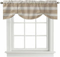 Brown Ombre Wooden Tie Up Valance Curtains for Windows, Kitchen Curtains Window Shades, Farmhouse Retro Khaki Wood Light Filtering Roman Curtain Valances for Bedroom/Bathroom/Cafe 54"x18"