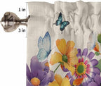 Spring Flowers Half Window Curtains 24 Inches Long, Farmhouse Vintage Country Colorful Floral Window Treatment Curtain Drapes, Short Curtains Tiers for Kitchen Over Sink, 27.5"x24", 2 Panels