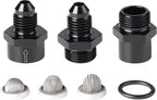 4AN Inline Fuel & Oil Feed Filter Set with 30 80 150 Micron Elements Aluminum Black