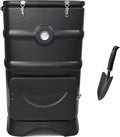 EJWOX Insulated Compost Bin with Ventilation System - Quickly Composting All Year Round, A Reservoir at The Bottom Design to Collect The Leachate (30 Gal, Black)