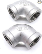 2Pcs 304 Stainless Steel 90 Degree Elbow 1/2" NPT Female x 1/2" NPT Female Threaded Pipe Fitting
