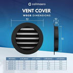 calimaero® WSGB 6" Inch Black Round Metal Air Vent Grill Cover Flat Louver with Fly Screen Fits Only with Metal Ducts