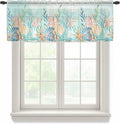 Summer Beach Sheer Valance Curtains, Green Ocean Colorful Coral Shell Seaweed Starfish Light Filtering Kitchen Valances Rod Pocket Voile Curtain Treatment for Bedroom/Living Room/Basement 54Wx18L