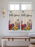 Spring Flowers Tier Curtains 45 Inches Long, Farmhouse Vintage Country Colorful Floral Window Treatment Curtain Drapes, Small Curtain Drapes for Bathroom Laundry Room, 27.5"x45", 2 Panels