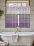 Country Wood Board Gray Purple Window Valance Curtains, Farmhouse Gradient Plank Light Filtering Kitchen Valance with 3-inch Rod Pocket for Living Room Bathroom Bedroom,2 Panel,42x54In