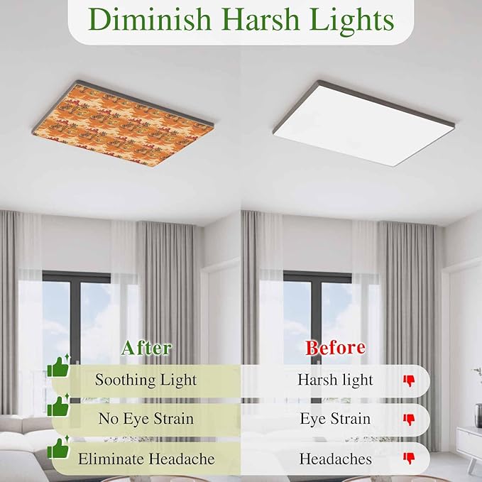 Tropical Plant Cactus Fluorescent Light Covers 1 Pack Western Cowboy Horse Sunset Deserts Orange Magnetic Fluorescent Ceiling Lights Filters for Office Classroom Home Drop Ceiling 4x2 Feet