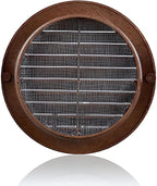 VENTS-US - 6" Brown Round Plastic Vent Cover with Built-in Insect Screen Mesh and Flange - for Air Supply or Exhaust Applications - Compatible with 6 Inch Duct Diameter (2-Pack)