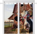 Farm Cows Living Room Curtains 84 Inch Length, Window Curtains Tab Top, Farmhouse Barn Funny Animals Butterfly Light Filtering Window Treatments Drapes 42"x84" 2 Panel