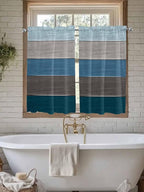 Retro Farm Blue Gray Wood Grain Window Valance Curtains, Rustic Wooden Plank Light Filtering Kitchen Valance with 3-inch Rod Pocket for Living Room Bathroom Bedroom,2 Panel,52x45In