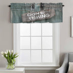 Gone Fishing Valances for Windows, Bronze Wood Grain Kitchen Valance Light Filtering Rod Pocket Short Curtains for Kitchen Bathroom, 1 Panel, 54"x18"