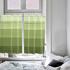 Gradient Green Wooden Board Window Valance Curtains, Retro Country Wood Grain Light Filtering Kitchen Valance with 3-inch Rod Pocket for Living Room Bathroom Bedroom,2 Panel,52x45In