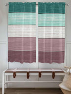 Retro Farm Woodcuts Texture Window Valance Curtains, Green Brown Gradient Light Filtering Kitchen Valance with 3-inch Rod Pocket for Living Room Bathroom Bedroom,2 Panel,52x72In