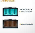 POWERTEC 1 Micron Inner Air Filters for WEN 3417 Filter Replacement, POWERTEC AF1045/AF1044, WEN 1044 1270 CFM Woodworking Air Filtration System (3415/3416/AF1270), 2PK (Color May Vary) (75019-P2)