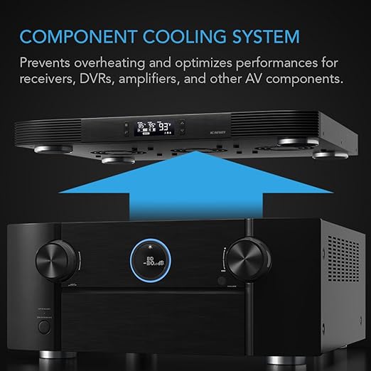 AC Infinity AIRCOM T8, Quiet Cooling Blower Fan System for Digital Video Recorder 17" Rear-Exhaust for Receivers, Amps, DVR, AV Cabinet Components