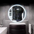 Round LED Bathroom Mirror Demister Pad IP44 Vanity Large Mirror Cold Light Dressing Wall Mirror (Color : Cold Light Size : 60cm) (Cold Light 80cm)